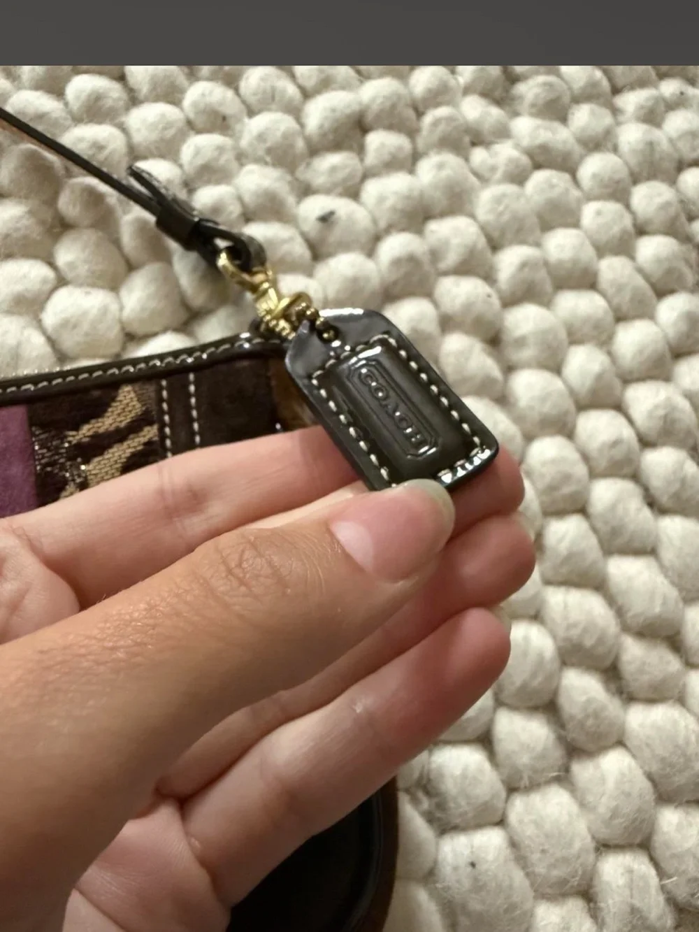 Vintage Coach Patchwork Bag in Brown, Purple & Gold Accents